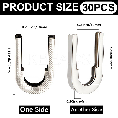 30Pcs Zinc Alloy Cover U Shaped Buckles FIND-CP0003-24-1