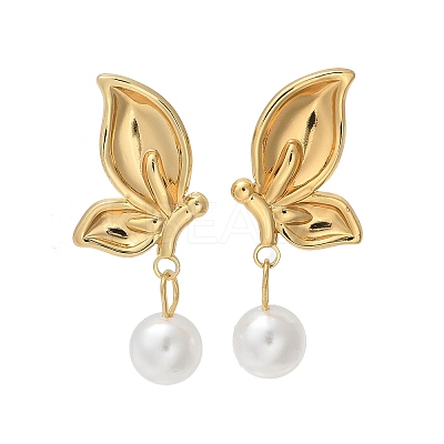 304 Stainless Steel Butterfly Wing Stud Earrings EJEW-S253-22G-1