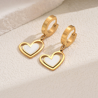 Romantic 201 Stainless Steel Hollow Heart Pendant Hoop Earrings for Sweet Daily Parties XH1770-2-1