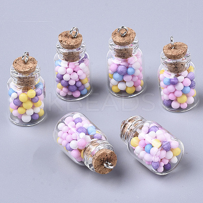 Glass Wishing Bottle Pendant Decorations LS-GLAA-N037-01H-1