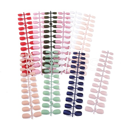 12 Different Size Natural Frosted Solid Color French Short False Nails MRMJ-T078-97-M-1