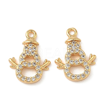 Christmas Brass Micro Pave Clear Cubic Zirconia Charms KK-B160-41G-01-1