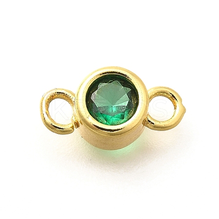Brass Cubic Zirconia Connector Charms KK-G519-10G-1