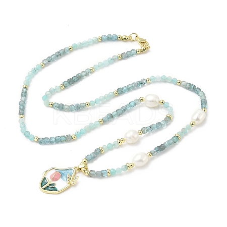 Natural Amazonite Pendant Necklaces for Women NJEW-G165-01A-G-1