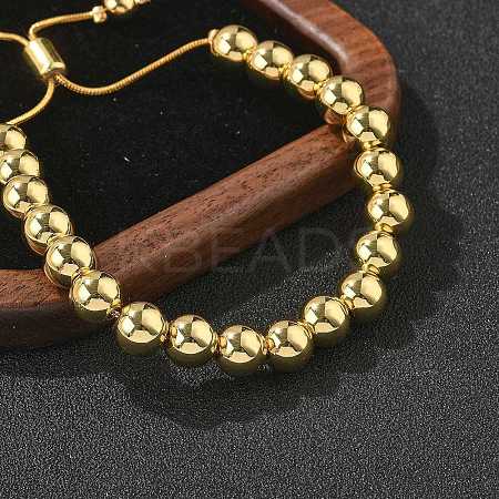 Rack Plating Brass Round Beaded Slider Bracelet for Women BJEW-B066-01A-02-1