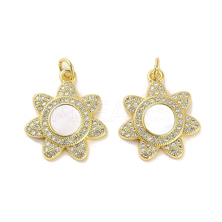Brass Micro Pave Clear Cubic Zirconia Pendants KK-K365-05A-G-1