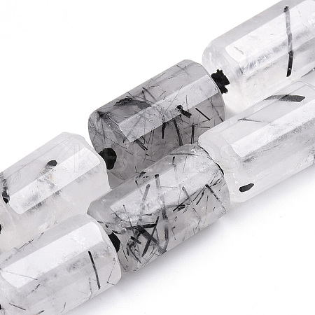 Natural Black Rutilated Quartz Beads Strands G-S269-07-1
