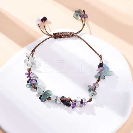 Adjustable Natural Fluorite Braided Bead Bracelets for Women BJEW-U035-02I-1