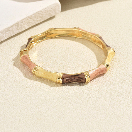 Vintage Zinc Alloy Enamel Bamboo Hinged Cuff Bangles for Women BF0651-3-1