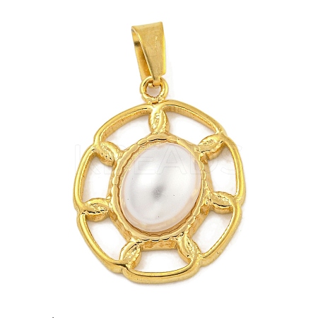 Flat Round Ion Plating(IP) 304 Stainless Steel Pendants STAS-U024-06G-1