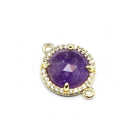 Natural Amethyst Connector Charms PW-WGD2653-04-1