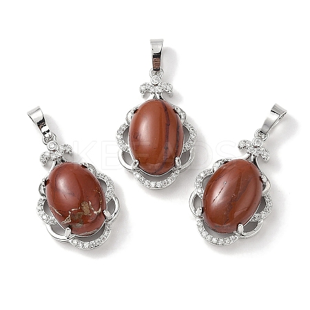 Natural Red Jasper Oval Pendants G-NH0025-15P-11-1