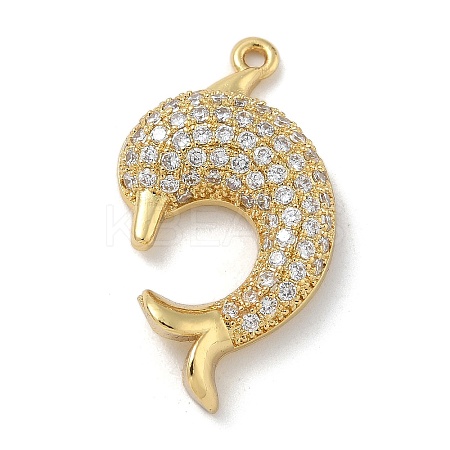Rack Plating Brass Micro Pave Cubic Zirconia Pendants KK-G515-40G-01-1