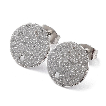 Non-Tarnish 201 Stainless Steel Flat Round Stud Earring Findings STAS-K259-18D-P-1