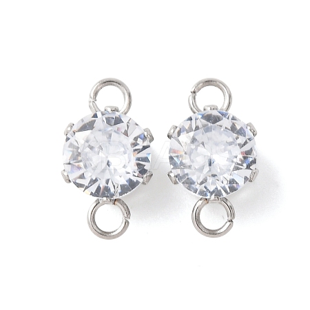 304 Stainless Steel Micro Pave Cubic Zirconia Connector Charms STAS-H240-50P-01-1