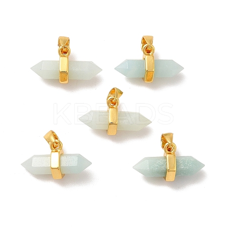Natural Amazonite Pointed Pendants G-P481-01G-09-1