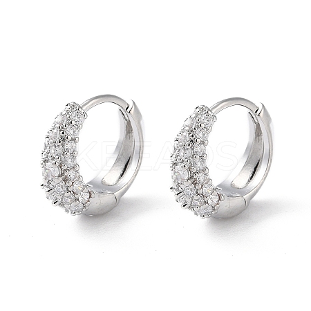 Brass Micro Pave Cubic Zirconia Hoop Earrings EJEW-P259-16P-1