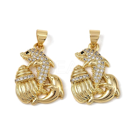 Brass Micro Pave Cubic Zirconia Pendants KK-I358-064G-01-1