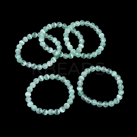 Dyed Natural Selenite Round Beaded Stretch Bracelet for Women BJEW-G697-02A-1