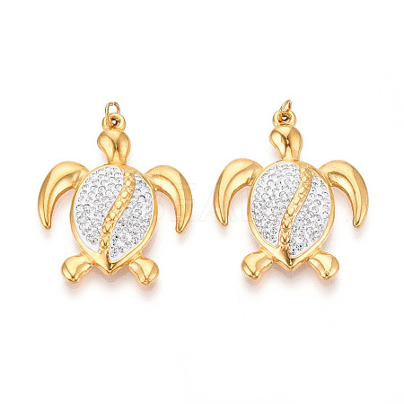 Ion Plating(IP) 304 Stainless Steel Polymer Clay Rhinestone Pendants STAS-N115-17G-1