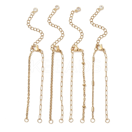 4Pcs 4 Styles 304 Stainless Steel Mixed Chain Bracelet Making AJEW-JB01559-1
