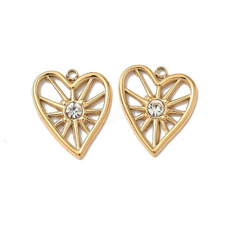 304 Stainless Steel Rhinestone Pendants STAS-V015-07B-G-1