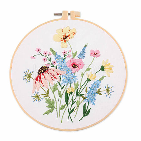 DIY Flower & Leaf Pattern Embroidery Kits SENE-PW0005-004A-1
