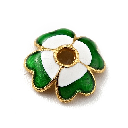 4-Petal Alloy Enamel Bead Caps FIND-G029-06G-02-1