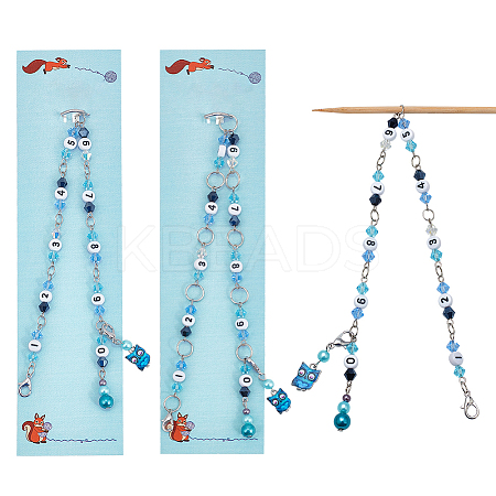 Glass & Acrylic Beaded Knitting Row Counter Chains HJEW-AB00547-1
