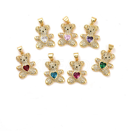 Brass Micro Pave Cubic Zirconia Pendants KK-K258-24-RS-1