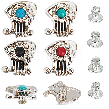 16 Sets 4 Colors Alloy Coin Screwback Rivets FIND-CP0002-65A-1
