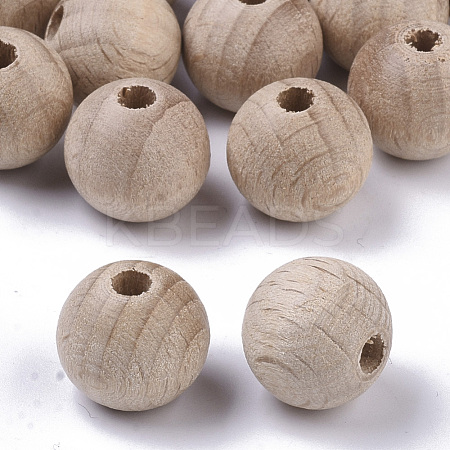 Natural Beech Wood Beads WOOD-T020-01B-1