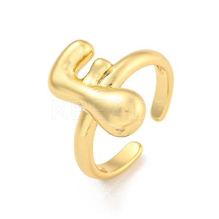 Brass Letter Open Cuff Rings for Women RJEW-G313-01F-G-1