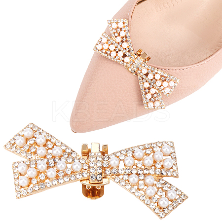 2Pcs Bowknot Alloy Rhinestone Shoe Decorations FIND-CP0002-26B-1