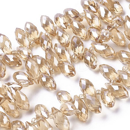 Electroplate Glass Faceted Teardrop Beads Strands EGLA-D014-32-1