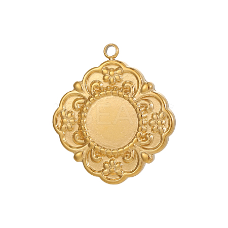Flower 304 Stainless Steel Pendants Cabochon Settings STAS-OY007-09G-1