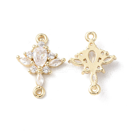 Brass Pave Clear Cubic Zirconia Connector Charms X-KK-G462-04KCG-1