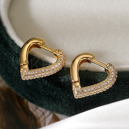 Brass Micro Pave Clear Cubic Zirconia Hoop Earrings for Women EJEW-A110-05G-1