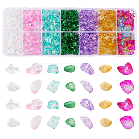 84G 7 Colors Spray Painted Transparent Glass Beads Strands GLAA-GO0001-18-1