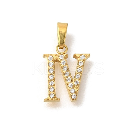 Ion Plating(IP) 304 Stainless Steel Micro Pave Cubic Zirconia Pendants STAS-H228-02G-04-1