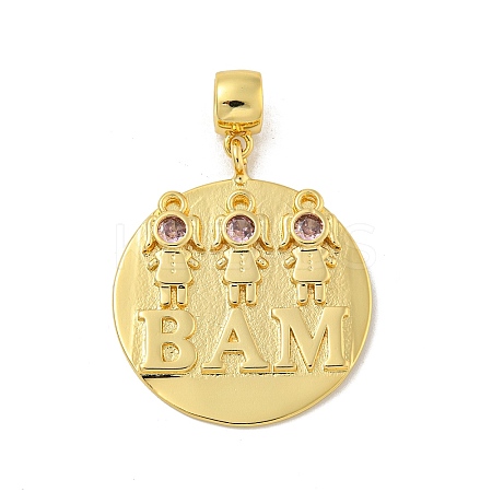 Brass Micro Pave Cubic Zirconia Pendants KK-N254-130A-G-1