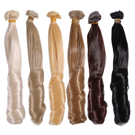6Pcs 6 Colors High Temperature Fiber Long Wavy Roman Hairstyle Doll Wig Hair DIY-GL0005-61-1