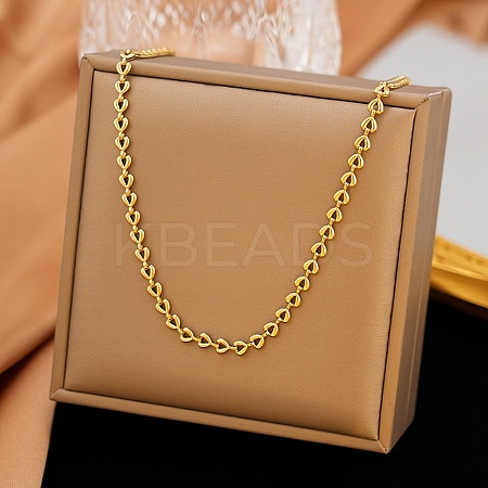 4MM 304 Stainless Steel Heart Link Chain Necklaces for Women X-NJEW-G179-06G-1