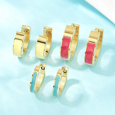 304 Stainless Steel Enamel Hoop Earrings EJEW-K268-19G-01-1