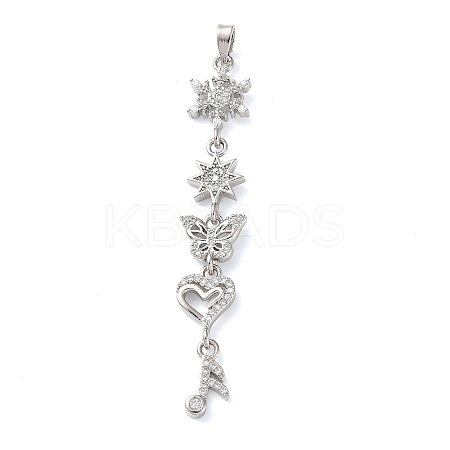 Brass Micro Pave Clear Cubic Zirconia Pendants KK-D101-01C-P-1