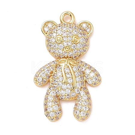 Eco-friendly Brass Micro Pave Clear Cubic Zirconia Pendants KK-D079-02G-1