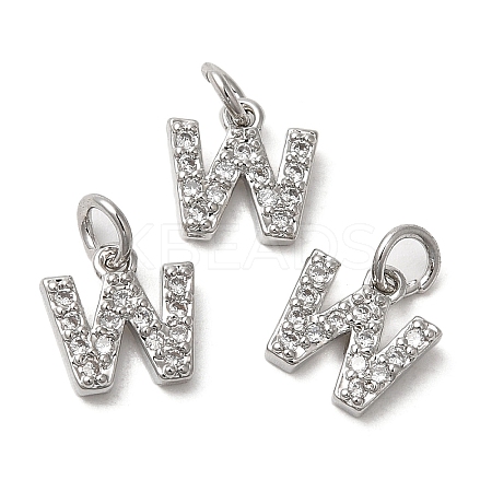 Brass Micro Pave Grade AAA Cubic Zirconia Charms ZIRC-P067-11P-W-NR-1