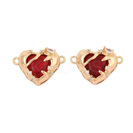 Brass Pave Clear Cubic Zirconia Connector Charms KK-L223-026G-1