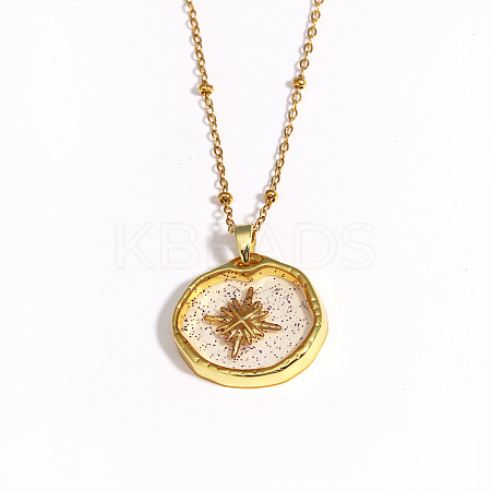 Brass & Epoxy Resin Glitter Powder Pendant Necklaces for Women WG08644-05-1