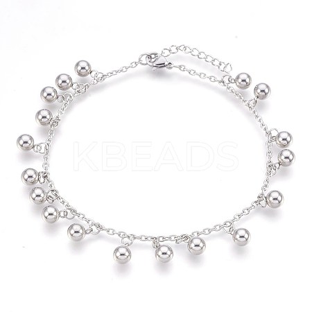 304 Stainless Steel Charm Anklets AJEW-P069-06P-1